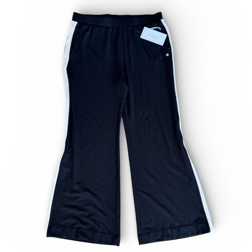 Tavi Active Cozy Wide Leg Pant Ebony Coconut Black White Stripe C13228ECN XL NWT